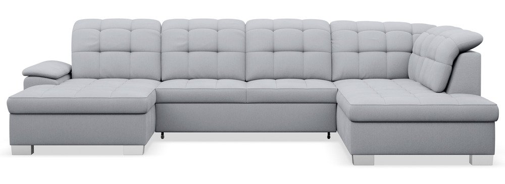 SELSEY Narożnik z funkcją spania Jamaal U-kształtny lewostronny z pojemnikiem jasnoszary plecionka