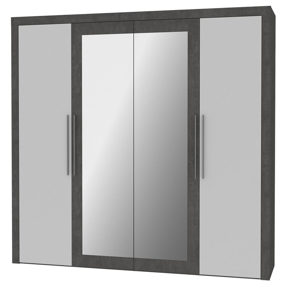 SELSEY Szafa czterodrzwiowa z lustrem Julietta beton