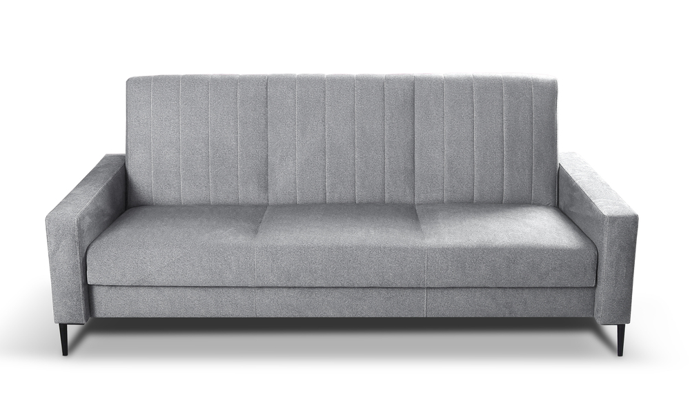 SELSEY Wersalka trzyosobowa Rianti jasnoszara z pojemnikiem w tkaninie hydrofobowej welur nogi czarne