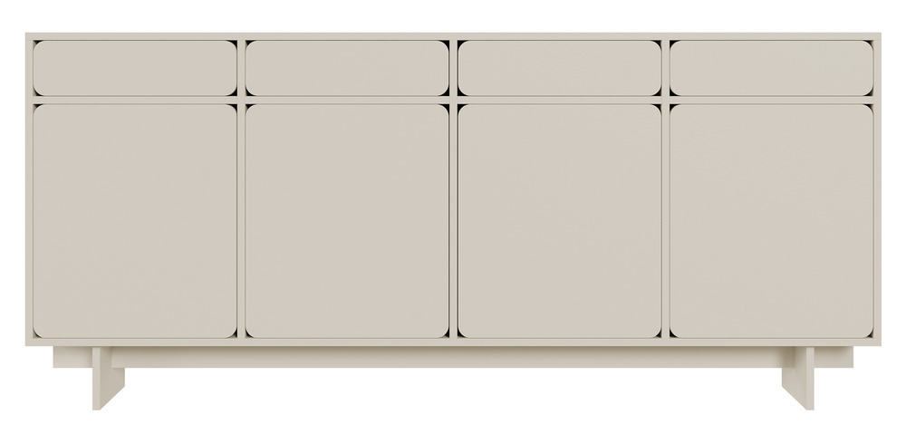 SELSEY Komoda czterodrzwiowa Wuwu z czterema szufladami 200 cm szarobeżowa