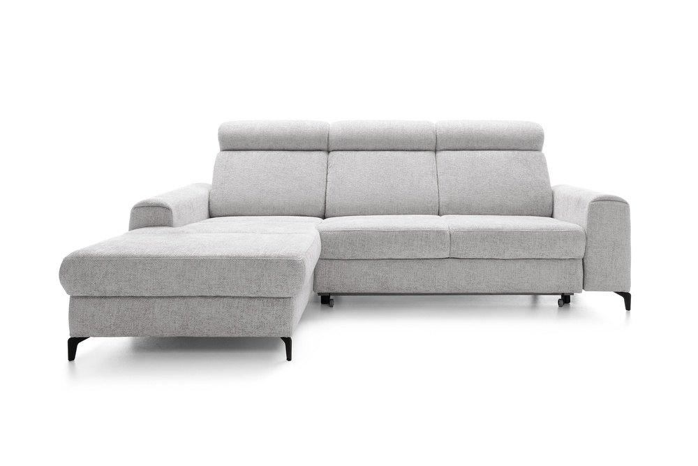 SELSEY Narożnik z funkcją spania Coiro L-kształtny z pojemnikiem jasnoszary lewostronny