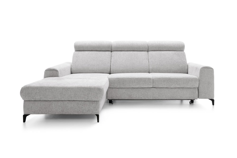 SELSEY Narożnik z funkcją spania Coiro L-kształtny z pojemnikiem jasnoszary lewostronny