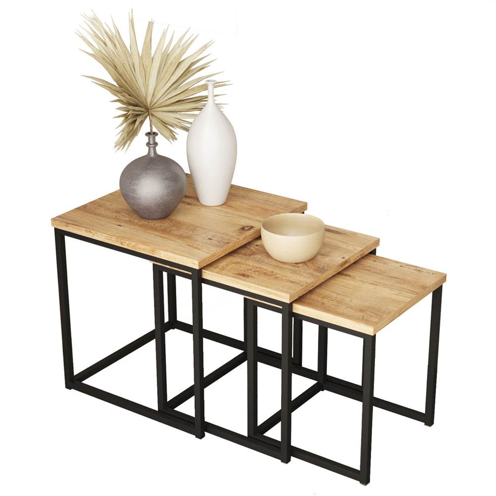 SELSEY Zestaw 3 stolików kawowych Vigge sosna