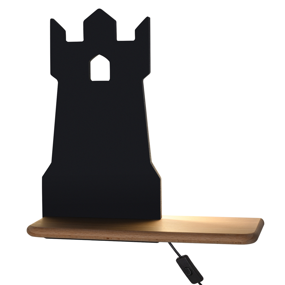 SELSEY Kinkiet ścienny do pokoju dziecięcego Dreamie wieża z przewodem czarny