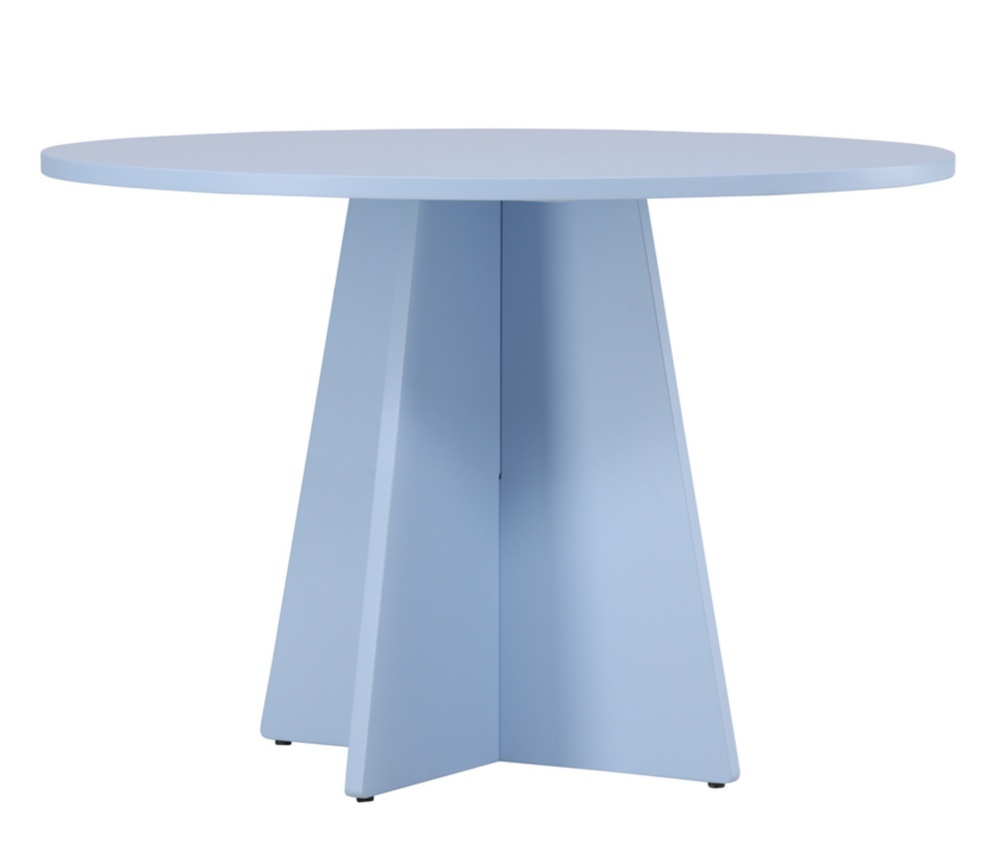 SELSEY Stół do jadalni Bootcut okrągły blat 110 cm jasnoniebieski