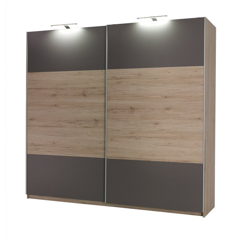 SELSEY Szafa przesuwna dwudrzwiowa Larsetilla San remo / Popielaty/Bez lustra