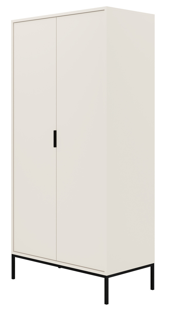 SELSEY Szafa dwudrzwiowa Diargo biała na czarnym stelażu