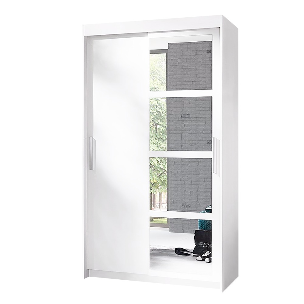 SELSEY Szafa Quatro przesuwna z lustrem 120 cm Biały