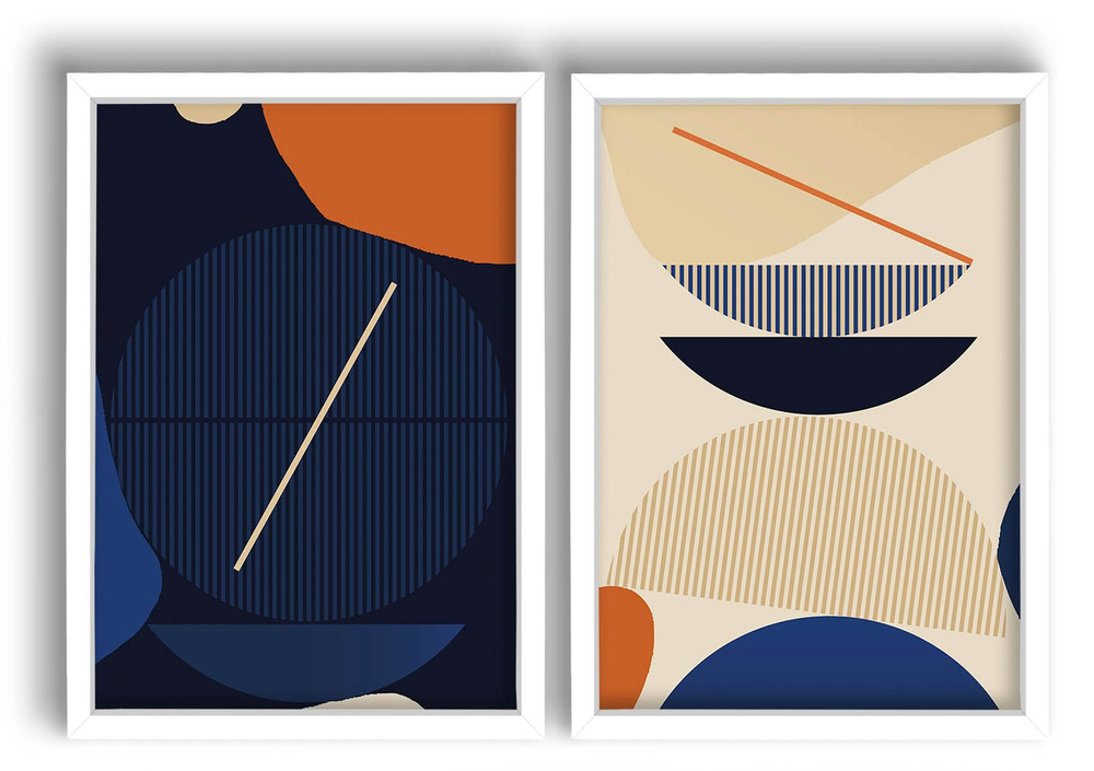 SELSEY Zestaw dwóch obrazów Arttes niebieski i beżowy