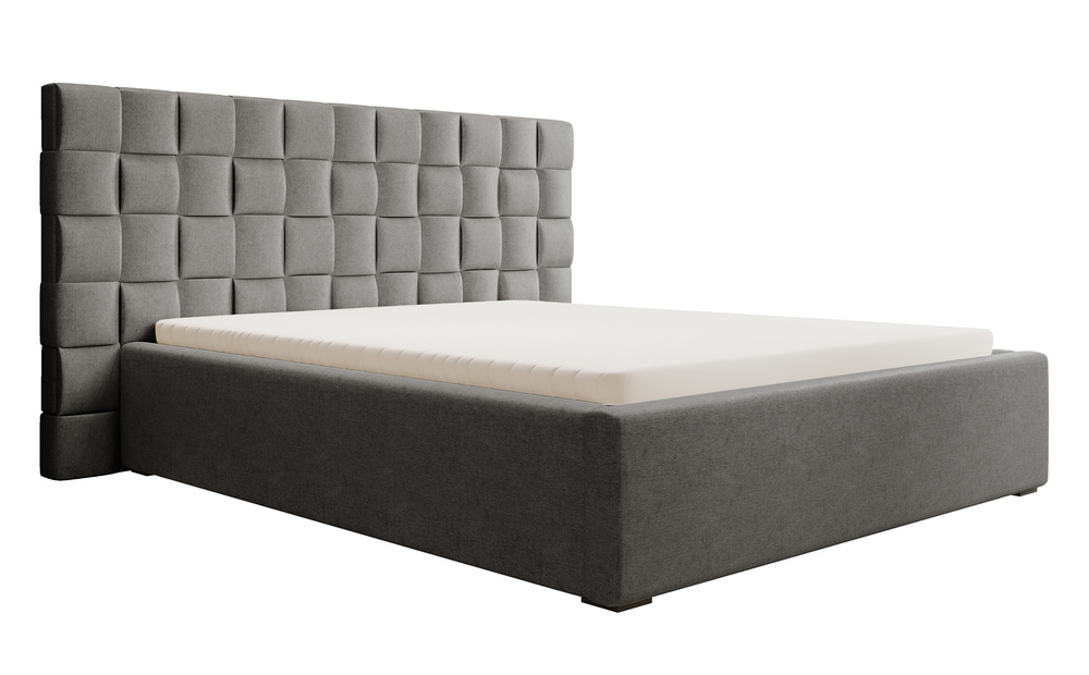 SELSEY Łóżko tapicerowane 140x200 cm Keitum plecionka ciemnoszare