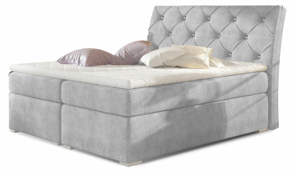 SELSEY Łóżko kontynentalne Svodna 160x200 cm z pojemnikiem jasnoszare velvet