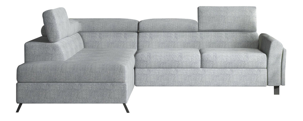 SELSEY Narożnik z funkcją spania Eustrephus L-kształtny z pojemnikiem jasnoszary welwet lewostronny