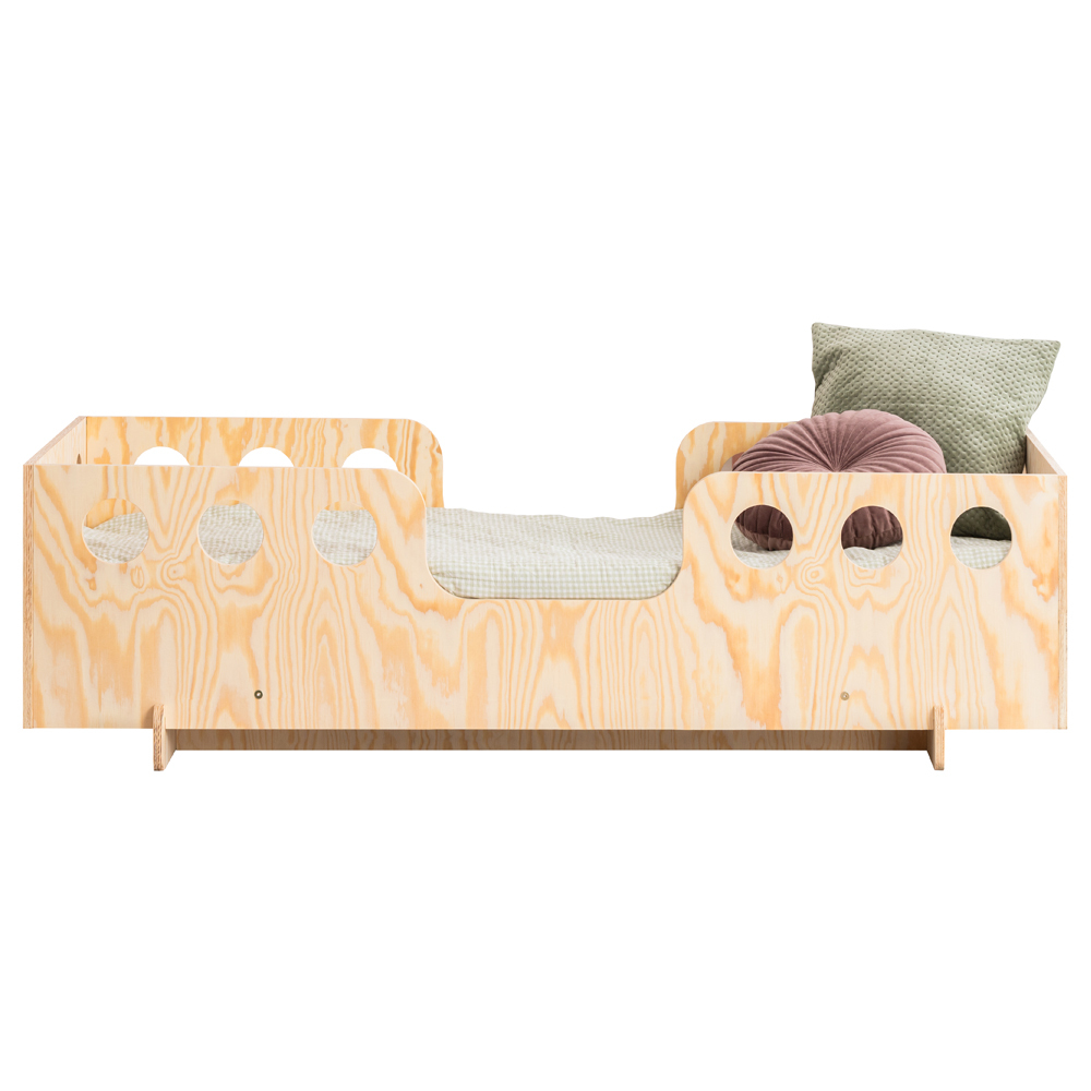 SELSEY Łóżko drewniane dla dziecka Kyori z barierkami w koła 80x140 cm