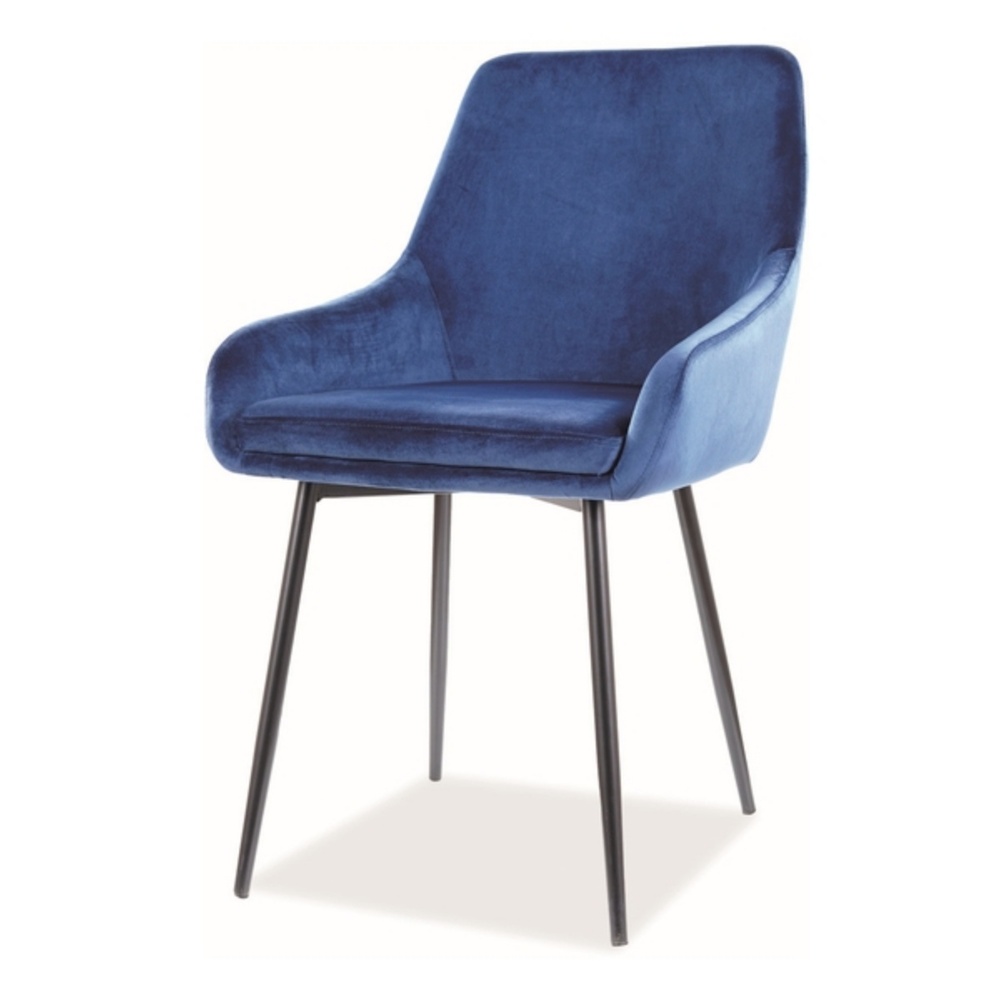 SELSEY Krzesło tapicerowane Kalvi granatowy velvet