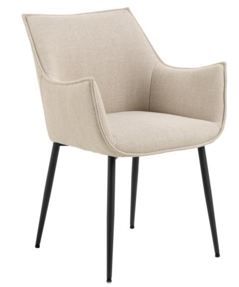 SELSEY Krzesło tapicerowane Purcully z podłokietnikami beżowe