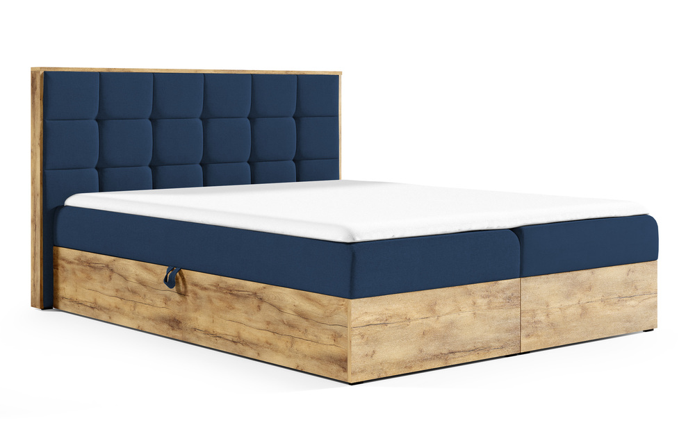 SELSEY Łóżko kontynentalne Molinella 120x200 z dwoma pojemnikami i materacem granatowe