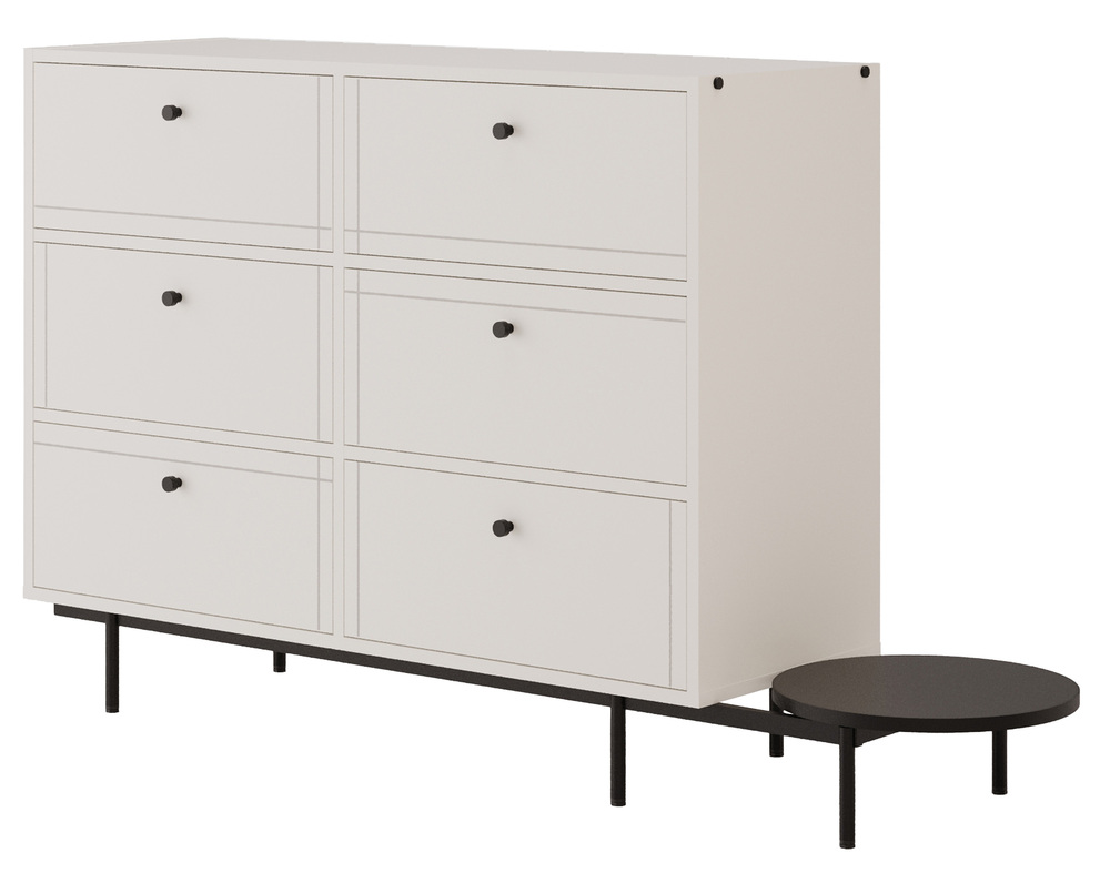 SELSEY Komoda Arrocco z dostawką z sześcioma szufladami biała