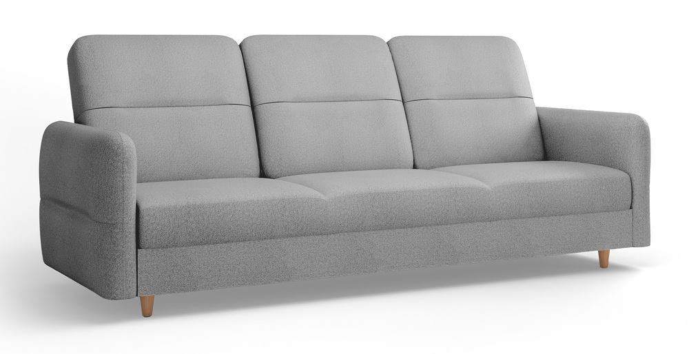 SELSEY Kanapa rozkładana trzyosobowa Dakari z pojemnikiem szara welur hydrofobowy