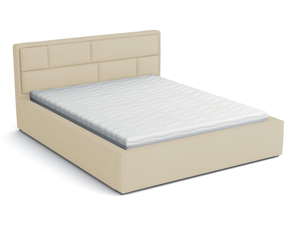 SELSEY Łóżko tapicerowane 140x200 cm Nubero beżowe plecionka hydrofobowe