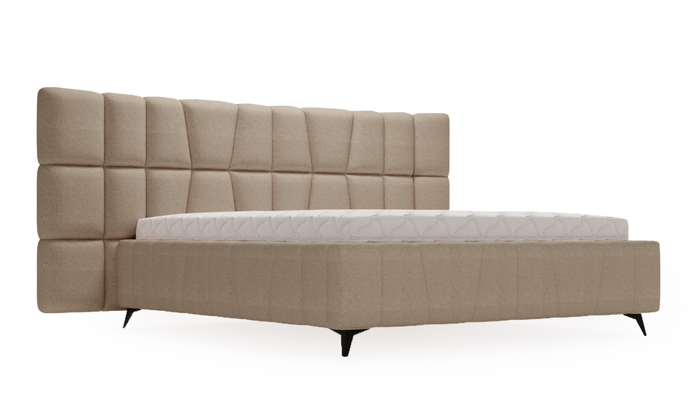 SELSEY Łóżko tapicerowane 180x200 cm Bejbano z pojemnikiem beżowe szenil