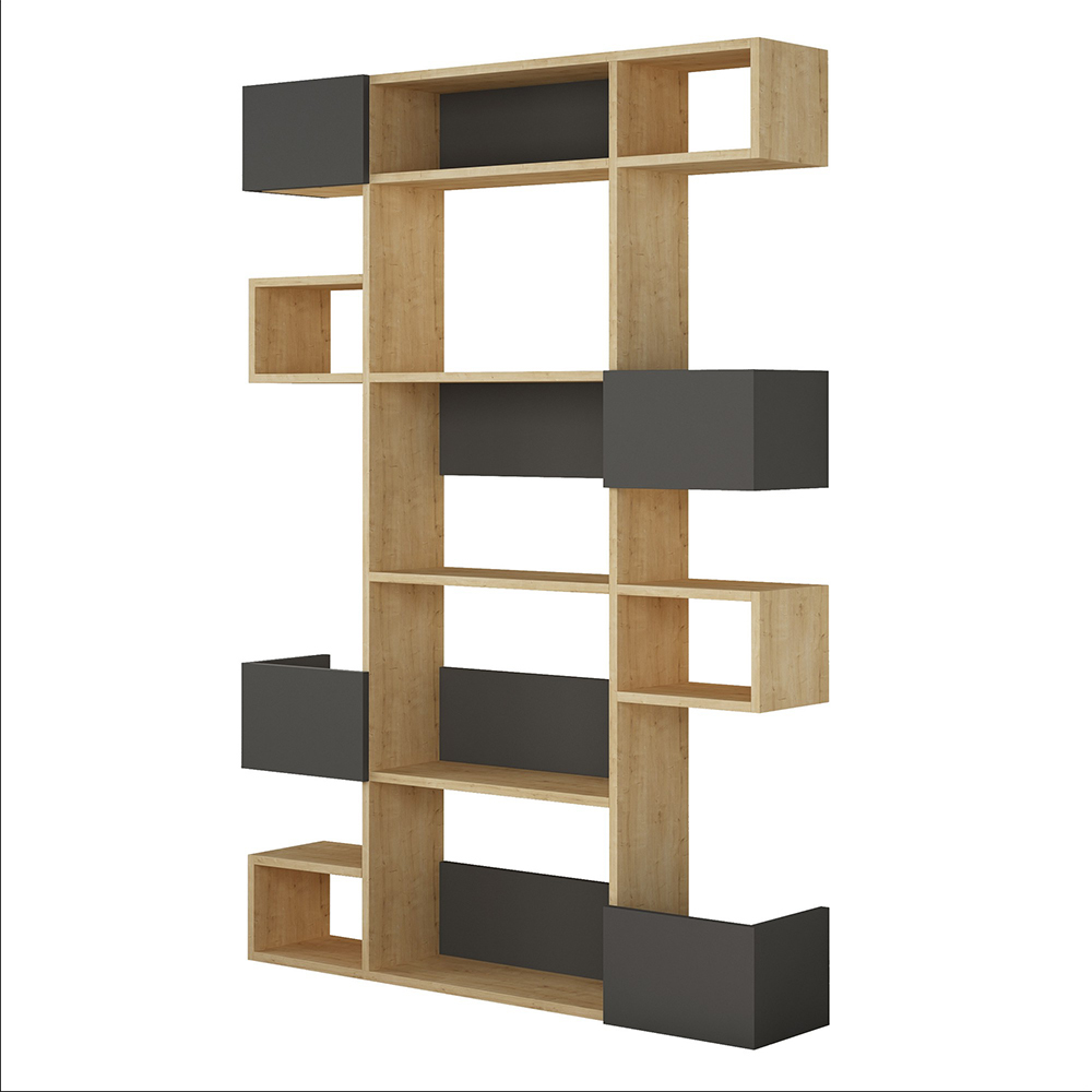 SELSEY Regał otwarty Makrud antracytowy/dąb