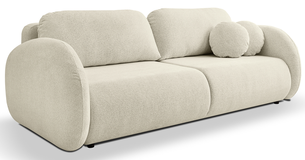 SELSEY Kanapa rozkładana trzyosobowa Ovally z pojemnikiem beżowa szenil