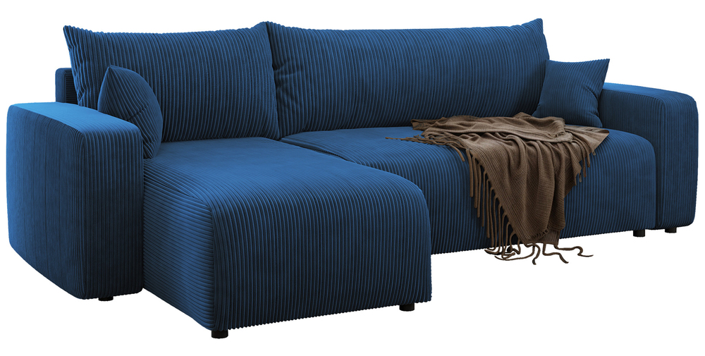 SELSEY Narożnik z funkcją spania Pianoni L-kształtny uniwersalny z pojemnikiem granatowy sztruks