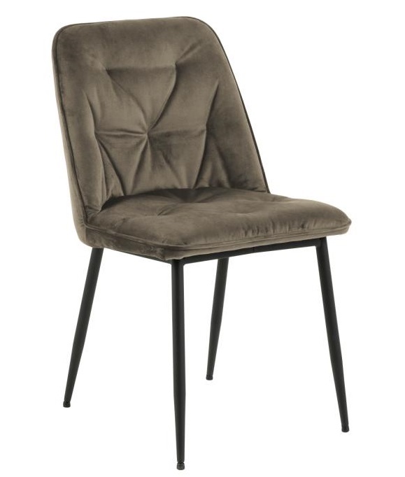 SELSEY Krzesło tapicerowane Agamos ciemnobeżowy miękka tkanina velvet