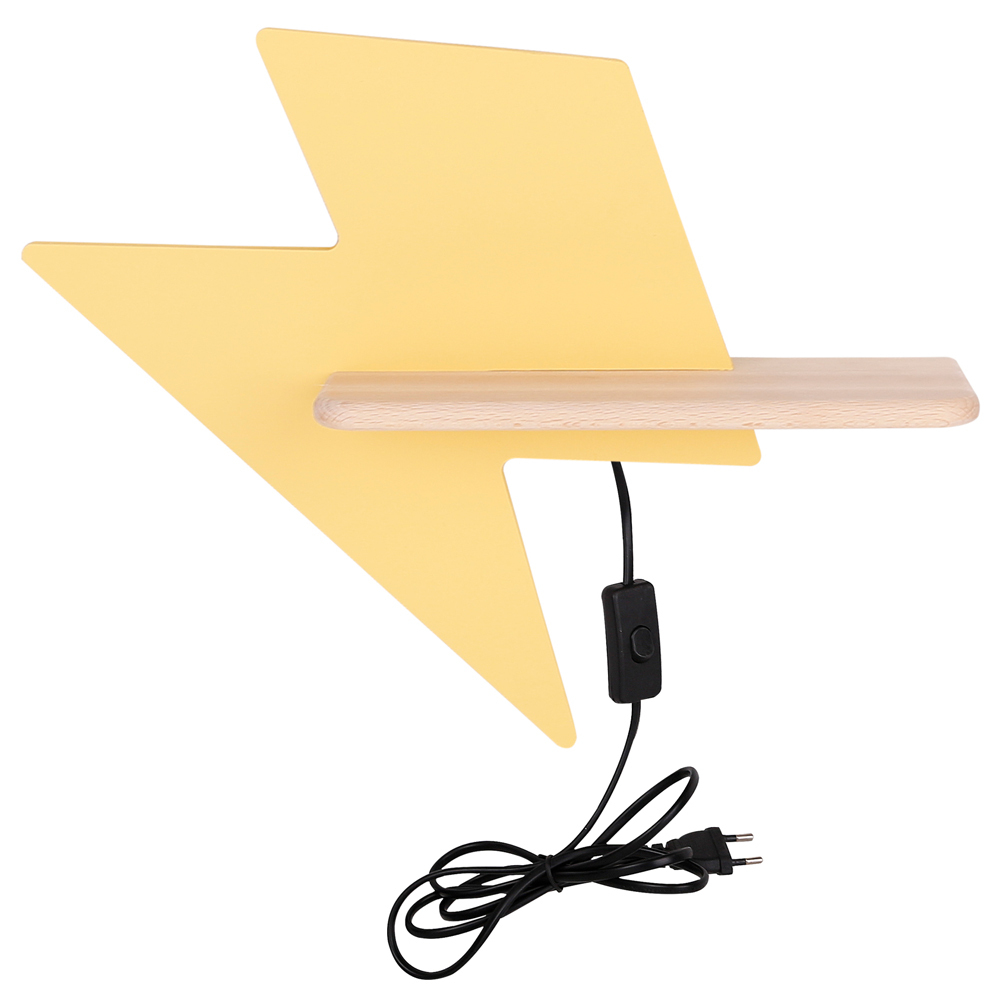 SELSEY Kinkiet ścienny do pokoju dziecięcego Dreamie błyskawica z przewodem żółty