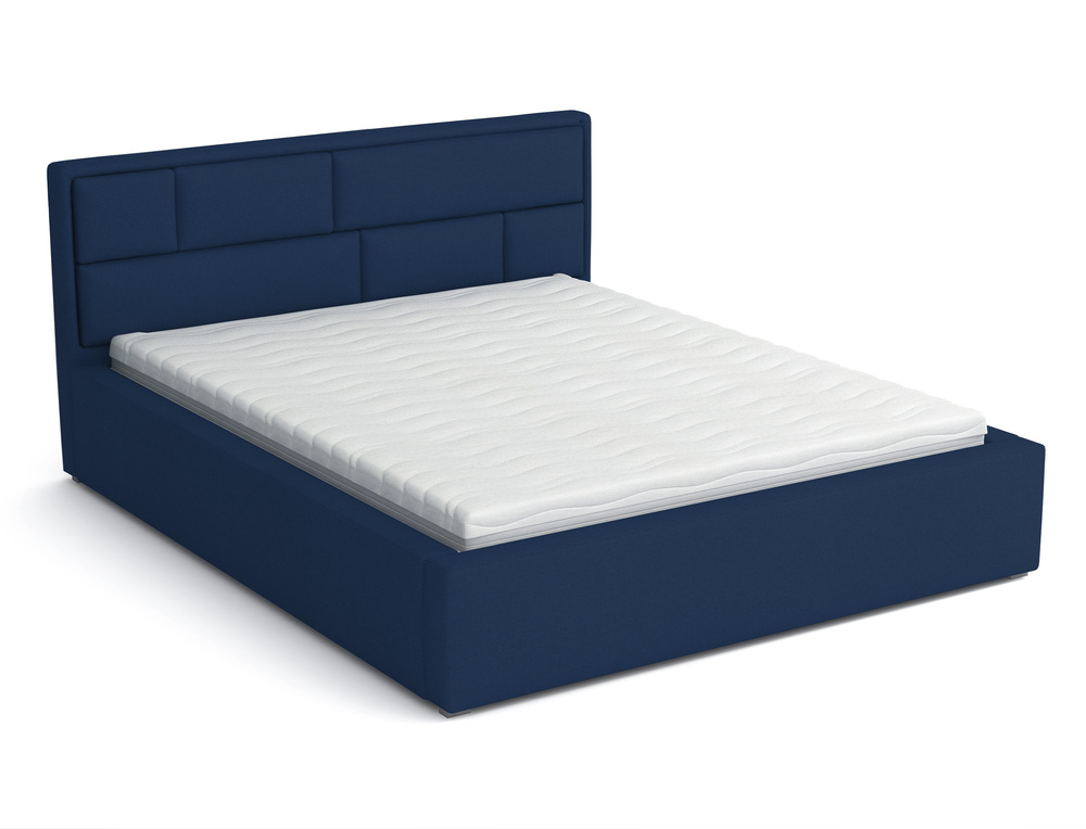 SELSEY Łóżko tapicerowane 180x200 cm Nubero z pojemnikiem granatowe plecionka hydrofobowe