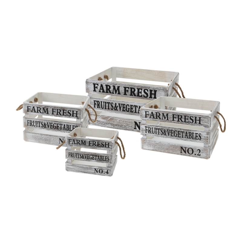 SELSEY Komplet drewnianych skrzynek Farm Fresh szary