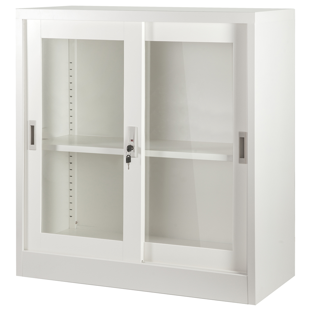 SELSEY Szafka wisząca metalowa z przeszkleniem XD-018 biała