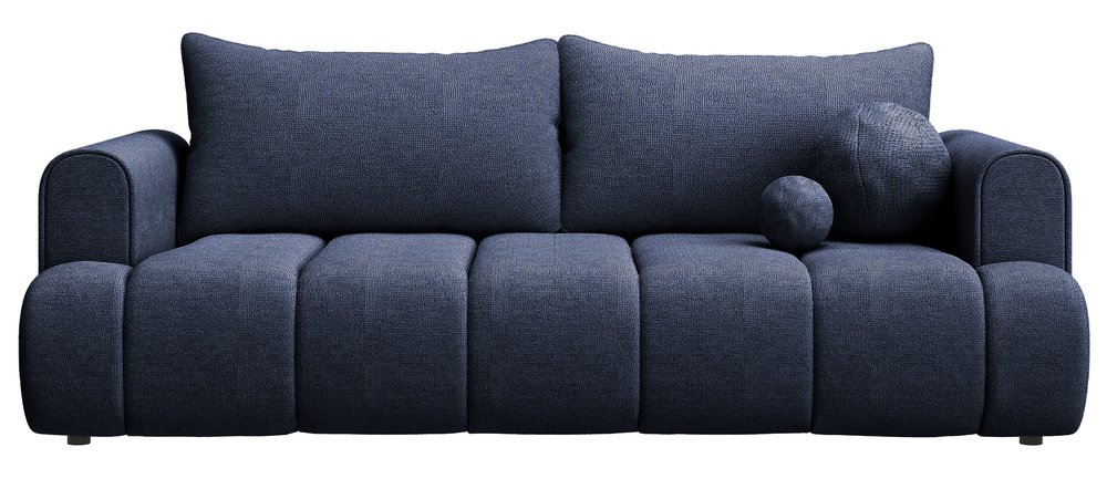 SELSEY Kanapa trzyosobowa Dandelino z funkcją spania granatowy szenil hydrofobowy