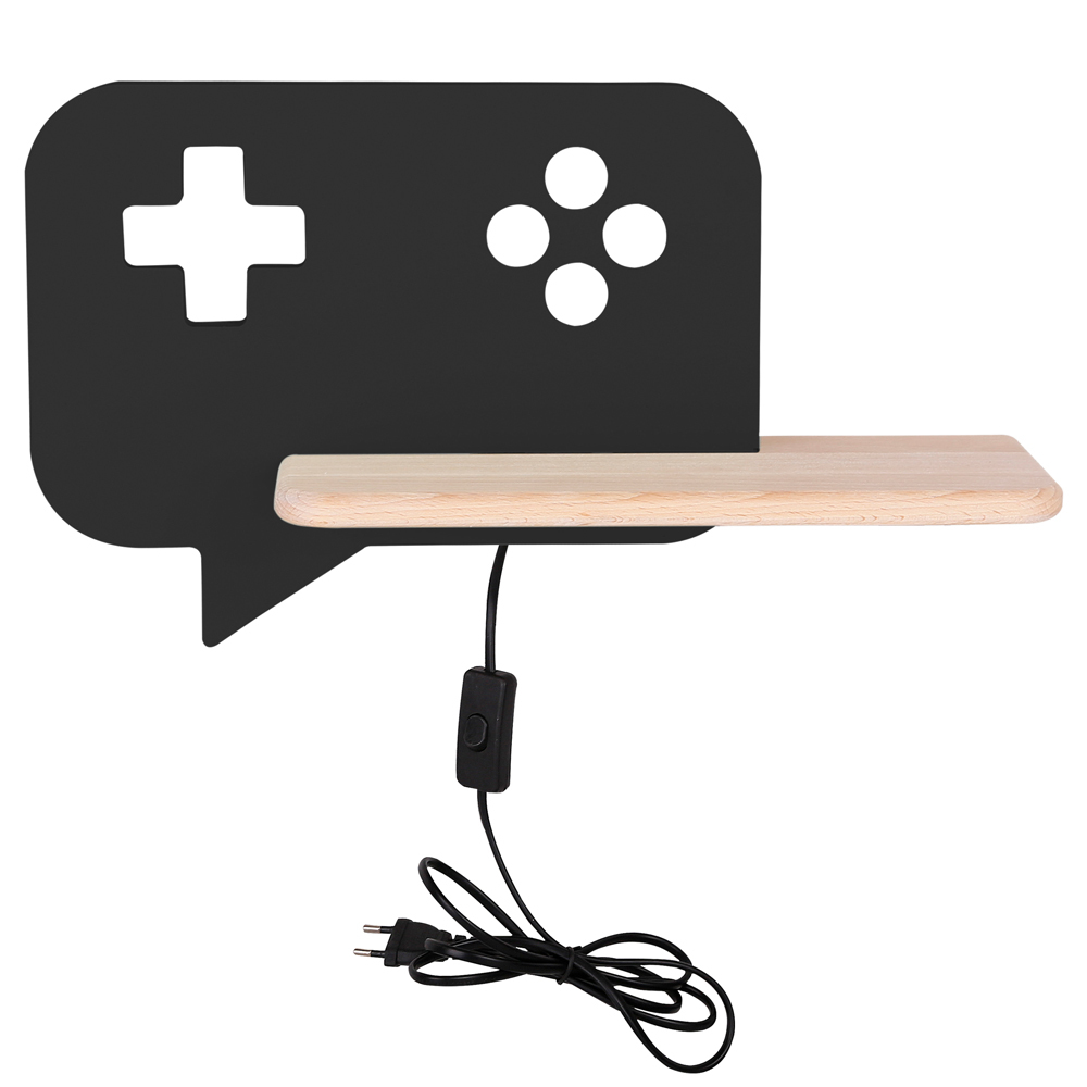 SELSEY Kinkiet ścienny do pokoju dziecięcego Dreamie konsola do gier z przewodem czarny