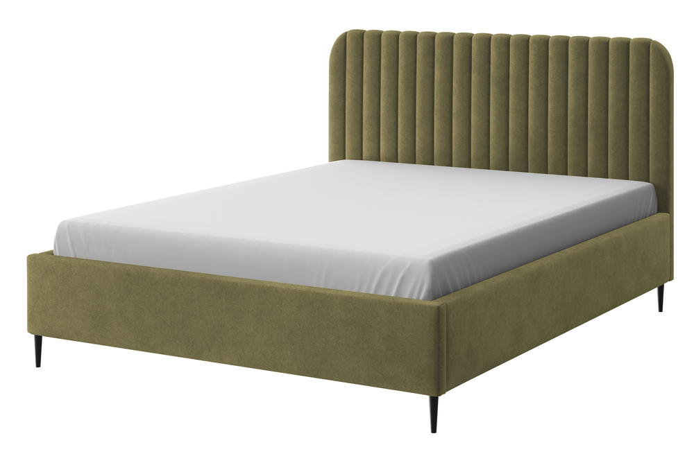 SELSEY Łóżko tapicerowane Rosillo oliwkowe 140x200 stelaż metalowy welur