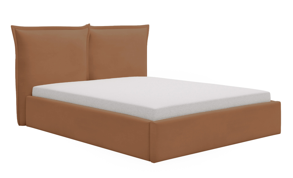SELSEY Łóżko tapicerowane 160x200 cm Fianno z pojemnikiem rudobrązowe welur hydrofobowy