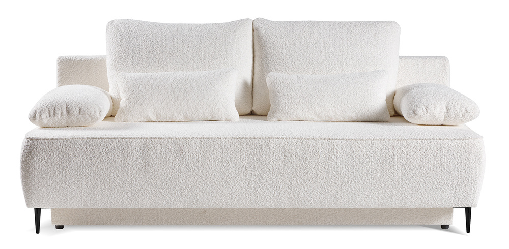 SELSEY Kanapa rozkładana trzyosobowa Firuze z pojemnikiem kremowa boucle czarne nóżki