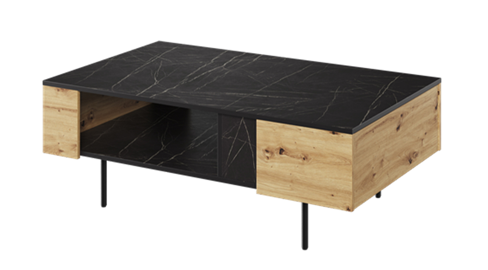 SELSEY Stolik kawowy Marmo z szufladą 115x71 cm Dąb artisan/San sebastian