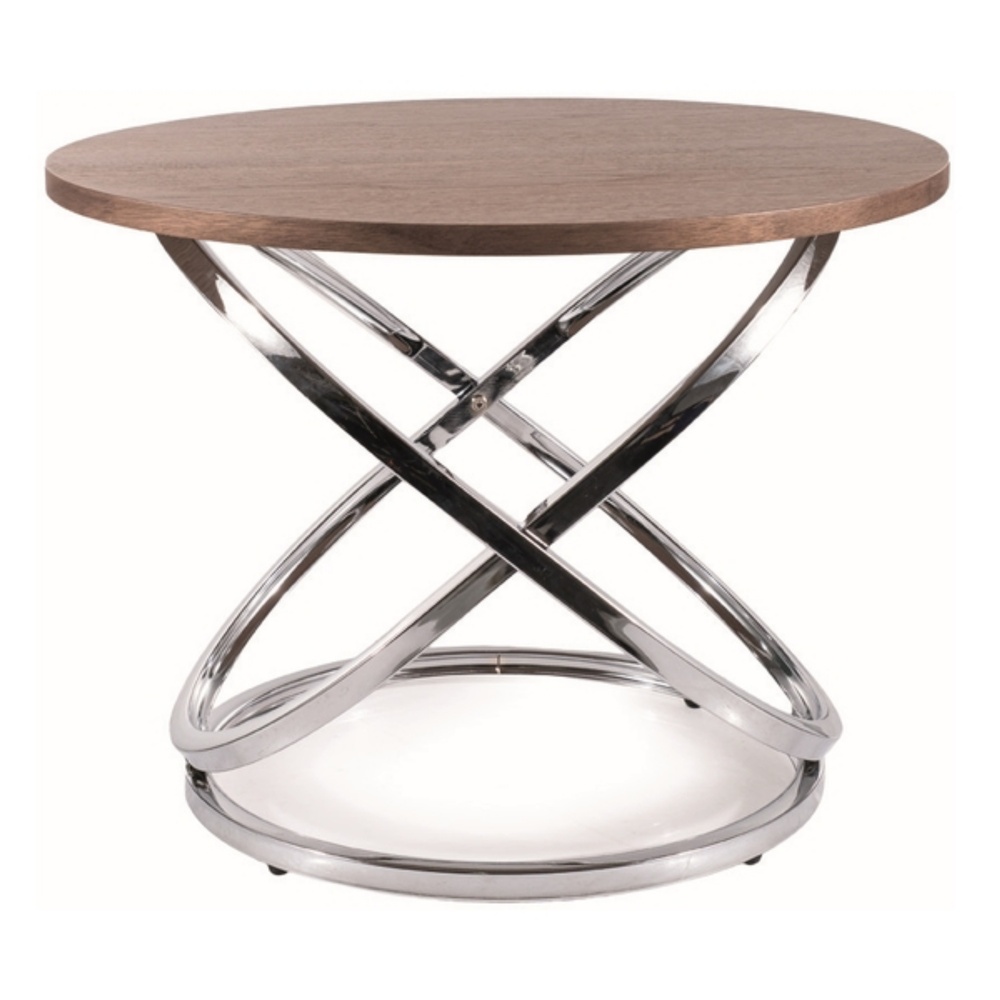 SELSEY Stolik kawowy Liumve średnica 60 cm orzech/ chrom