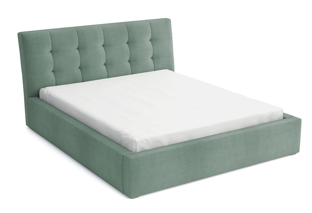 SELSEY Łóżko tapicerowane 160x200 cm Nabbe z pojemnikiem szałwiowe velvet hydrofobowe