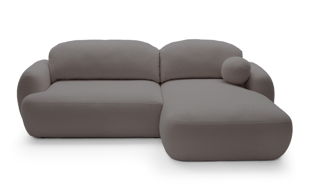 SELSEY Narożnik z funkcją spania Otully L-kształtny z pojemnikiem jasnobrązowy boucle prawostronny