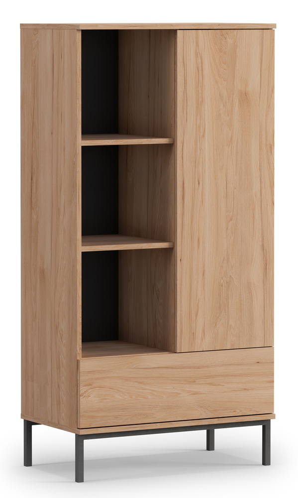 SELSEY Regał zamykany Perila z otwartymi półkami i szufladą hikora