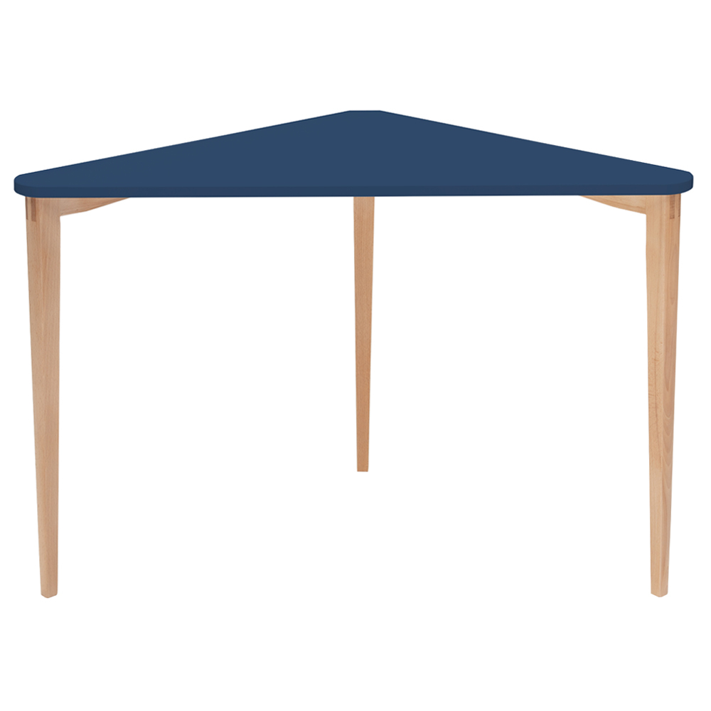 SELSEY Biurko narożne Naja 114x85 cm bukowa podstawa Granatowy