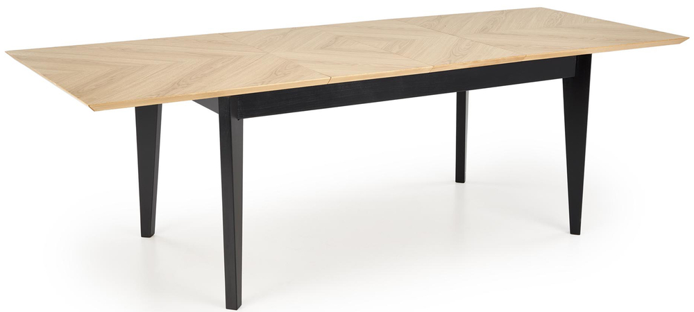 SELSEY Stól rozkładany Edmondo 160-240 cm drewno bukowe / czarne nogi