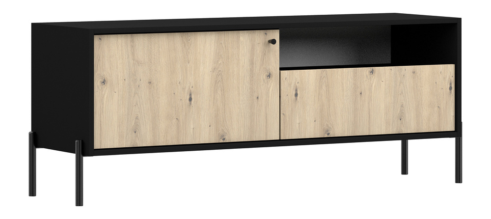 SELSEY Szafka RTV Raviero z szufladą 150 cm Czarny/Dąb artisan