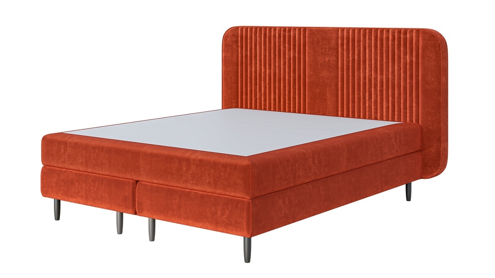 SELSEY Łóżko kontynentalne 140x200 cm Palmori pomarańczowe welur hydrofobowy