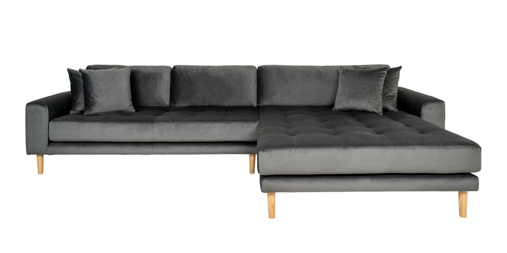 SELSEY Narożnik Dagmarri 290 cm ciemnoszary velvet prawostronny