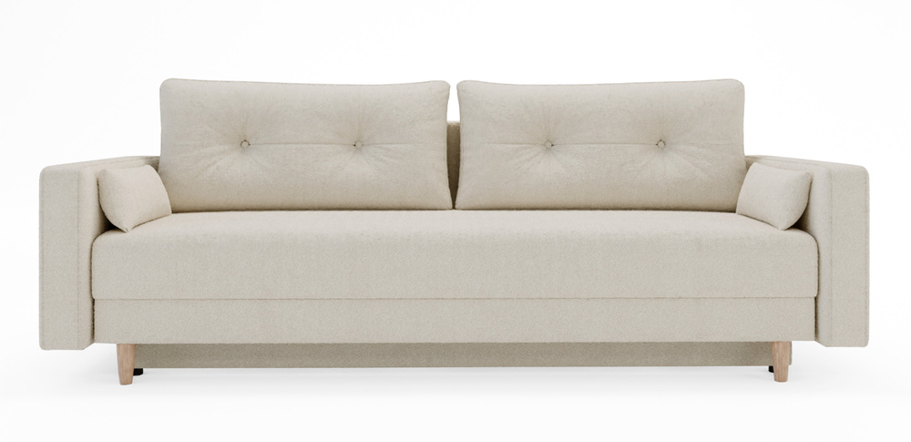 SELSEY Kanapa rozkładana trzyosobowa Pollenso z pojemnikiem jasnobeżowy boucle