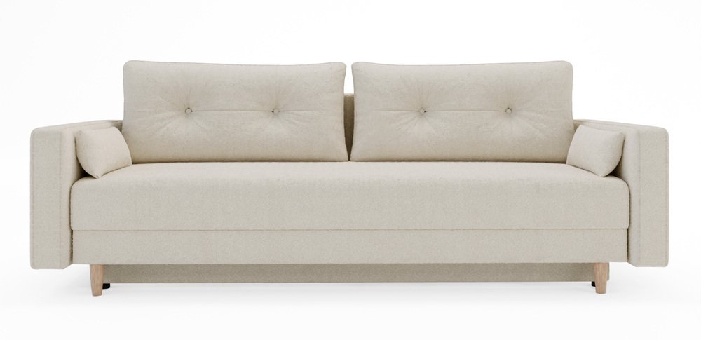 SELSEY Kanapa rozkładana trzyosobowa Pollenso z pojemnikiem jasnobeżowy boucle