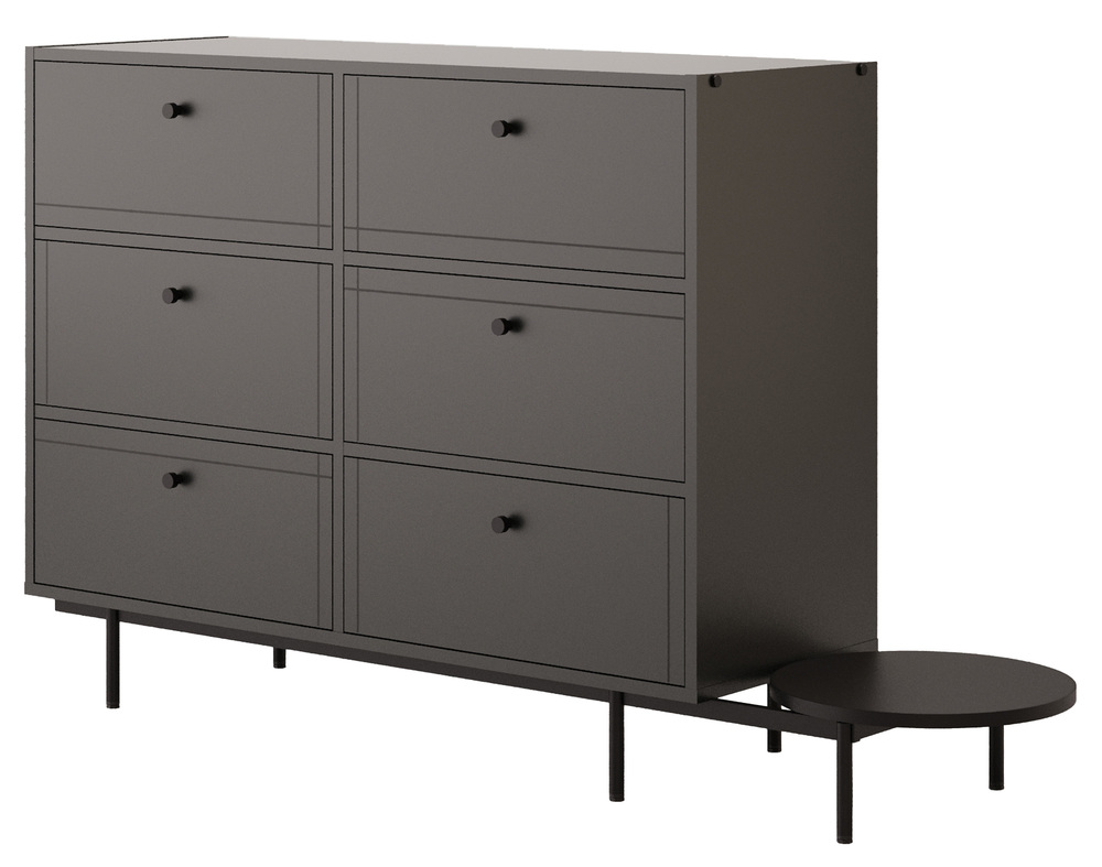 SELSEY Komoda Arrocco z dostawką z sześcioma szufladami czarna